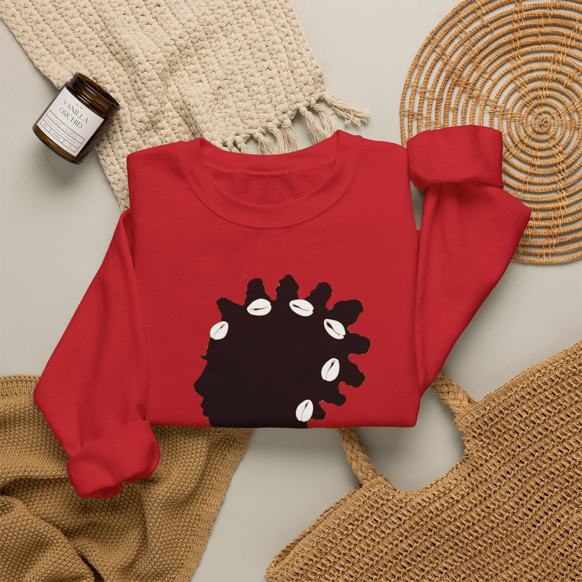 Bantu Knots Cowrie Shells Crewneck Sweatshirt