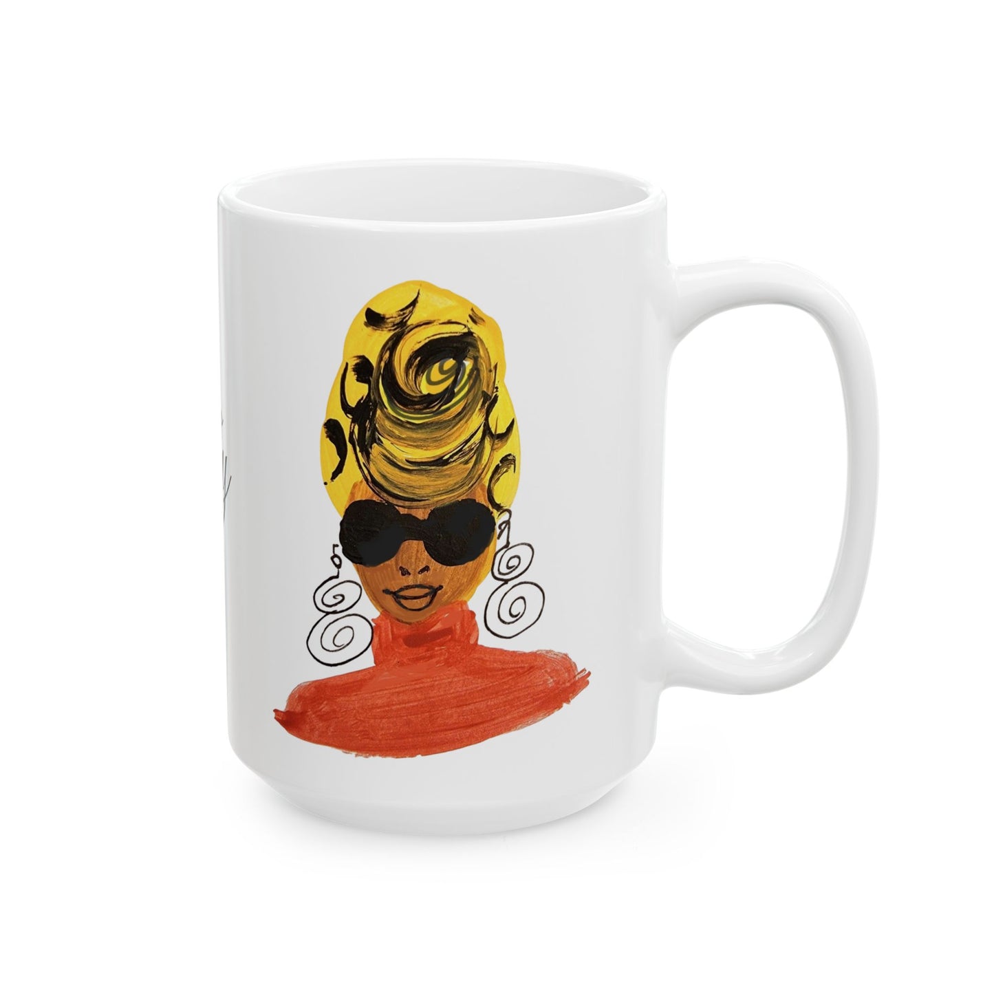 Yellow Turban Diva Ceramic Mug, (11oz, 15oz)