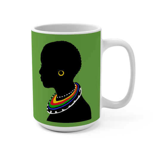 Green Tribal Mug 15oz - Yes Lioness Arts