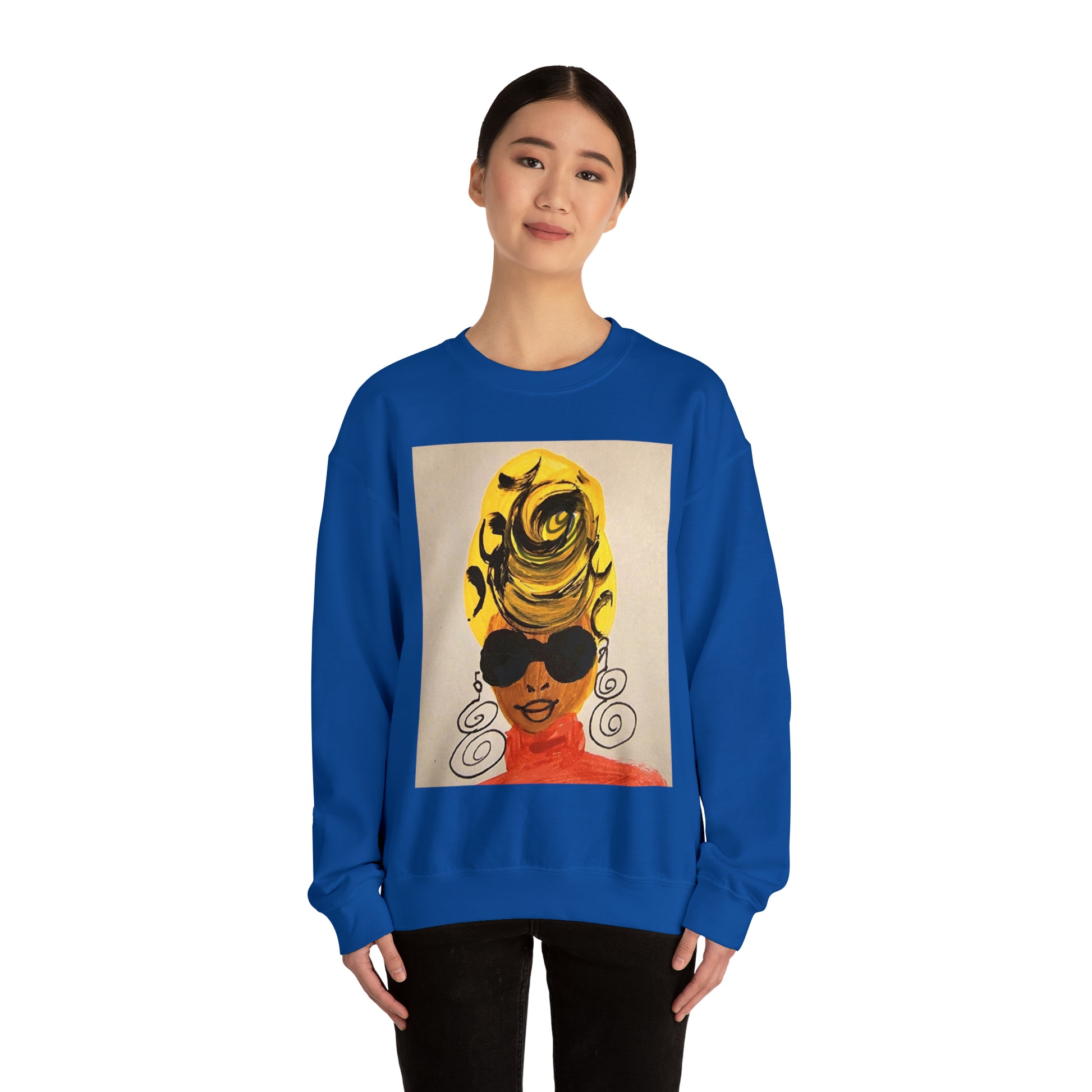 Yellow Turban Doodle Crewneck Sweatshirt - Yes Lioness Arts