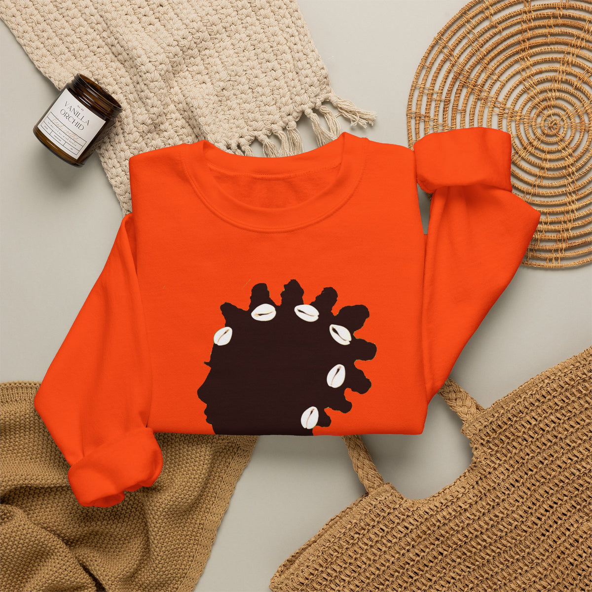 Bantu Knots Cowrie Shells Crewneck Sweatshirt