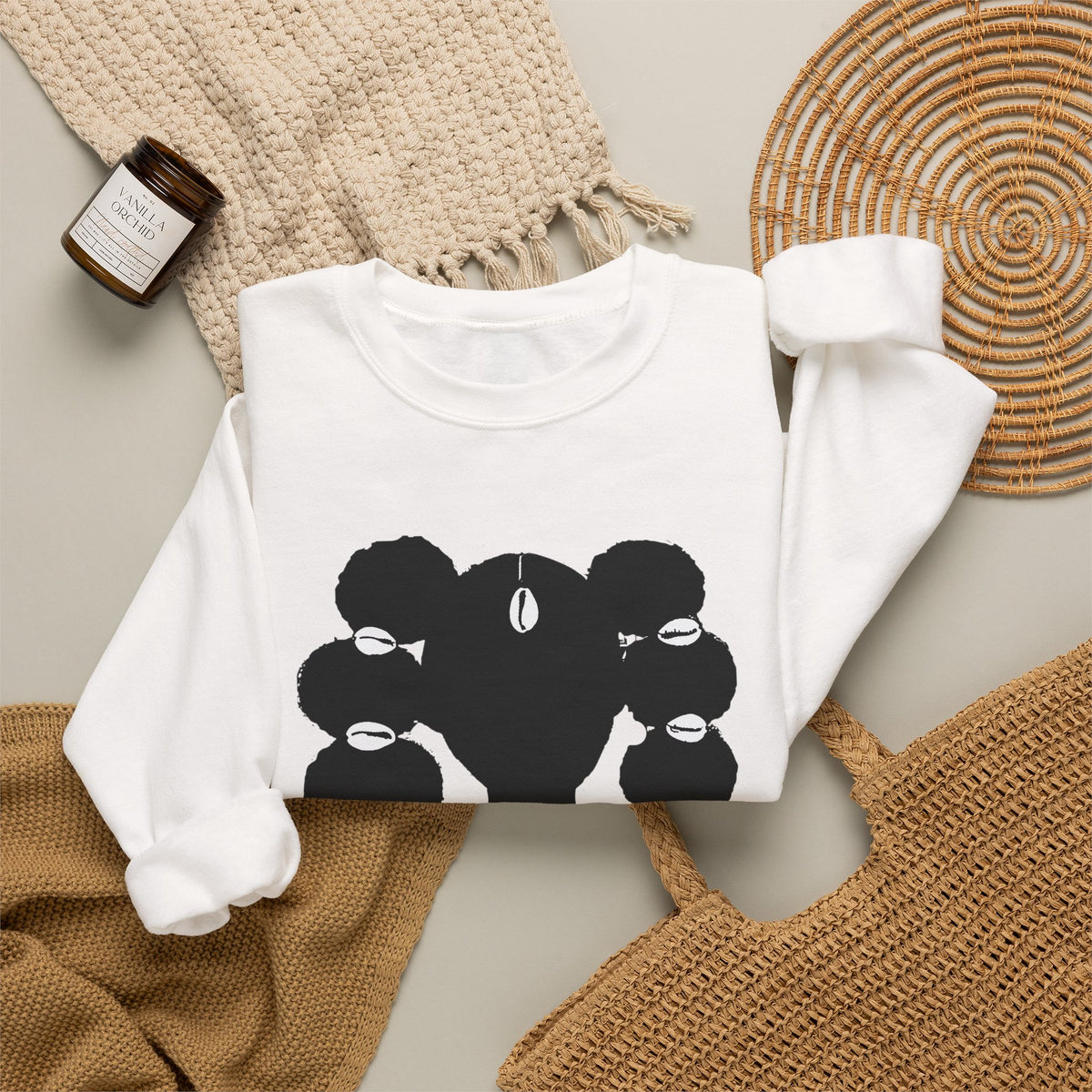 Copy of Fro Hawk with Cowrie Shells Crewneck Sweatshirt