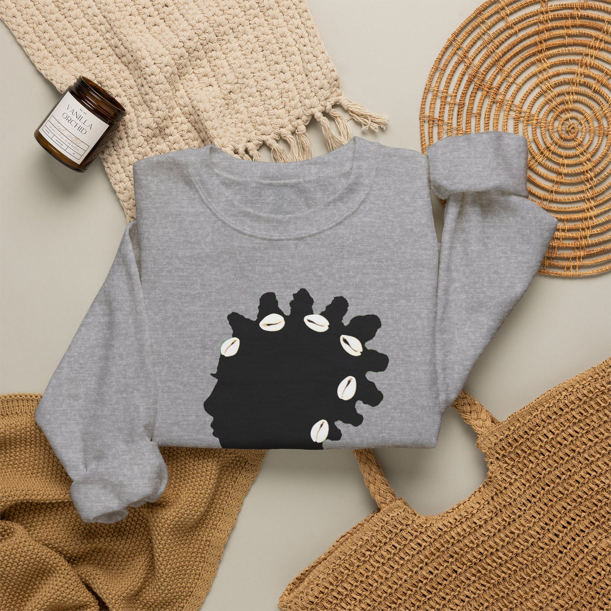 Bantu Knots Cowrie Shells Crewneck Sweatshirt