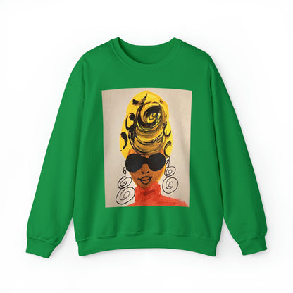 Yellow Turban Doodle Crewneck Sweatshirt - Yes Lioness Arts