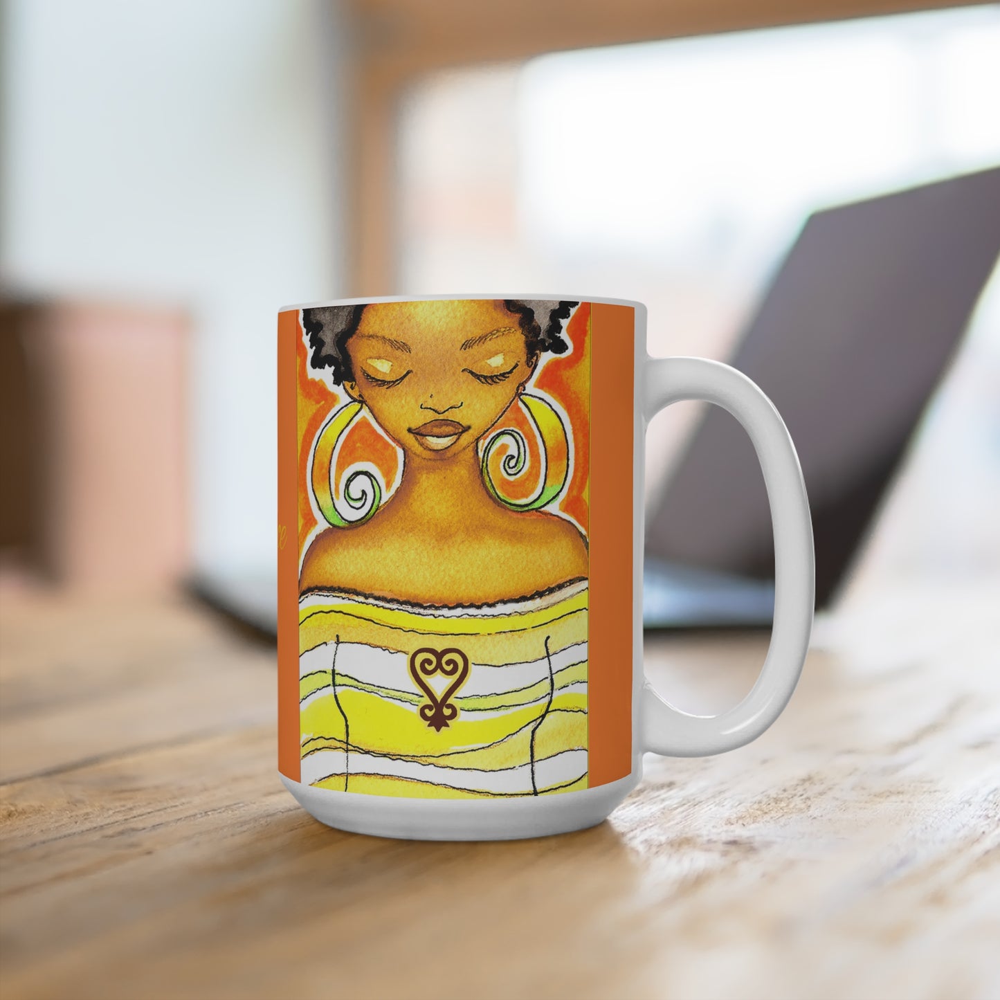 Orange Lauryn Peace Mug 15oz - Yes Lioness Arts