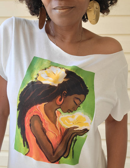 Hibiscus Flower Scoopneck T- Shirt