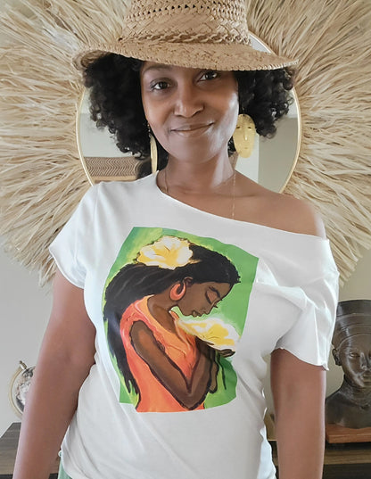 Hibiscus Flower Scoopneck T- Shirt