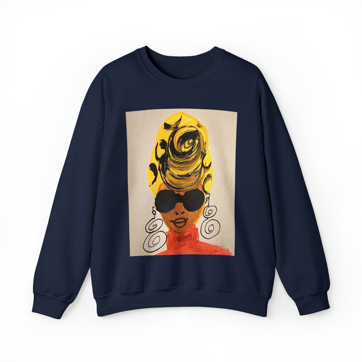 Yellow Turban Doodle Crewneck Sweatshirt - Yes Lioness Arts