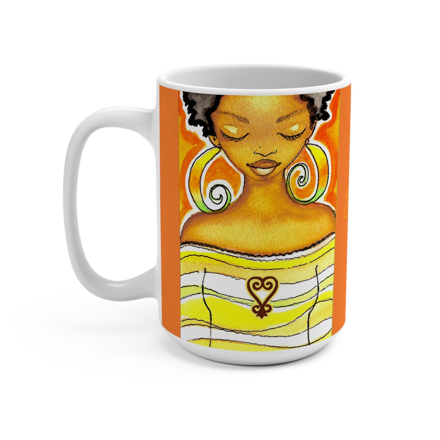 Orange Lauryn Peace Mug 15oz - Yes Lioness Arts