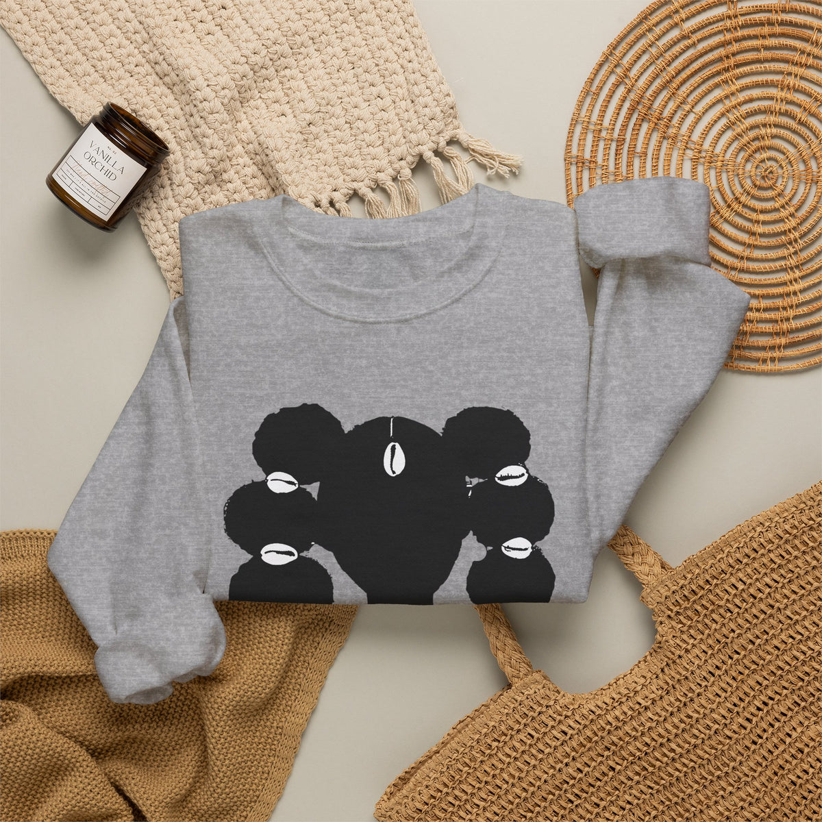 Afro Ponytails with Cowrie Shells Crewneck Sweatshirt