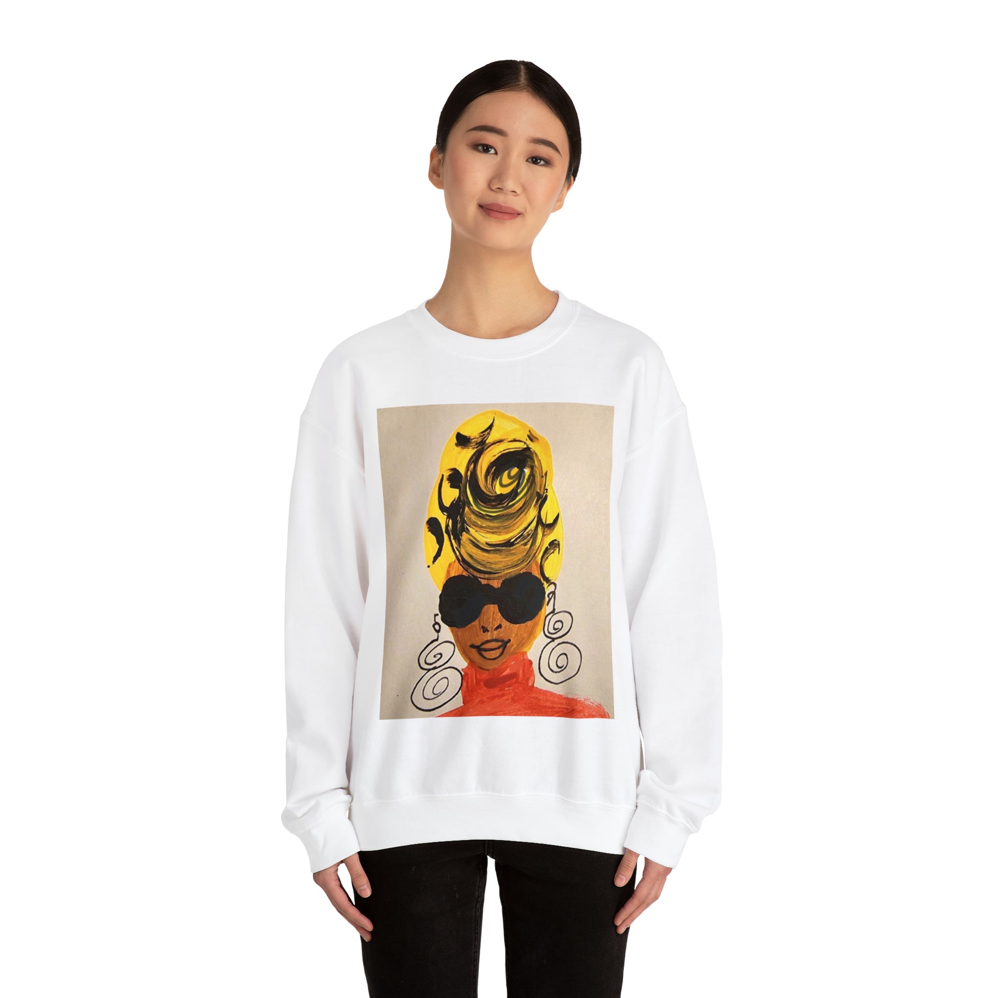 Yellow Turban Doodle Crewneck Sweatshirt - Yes Lioness Arts