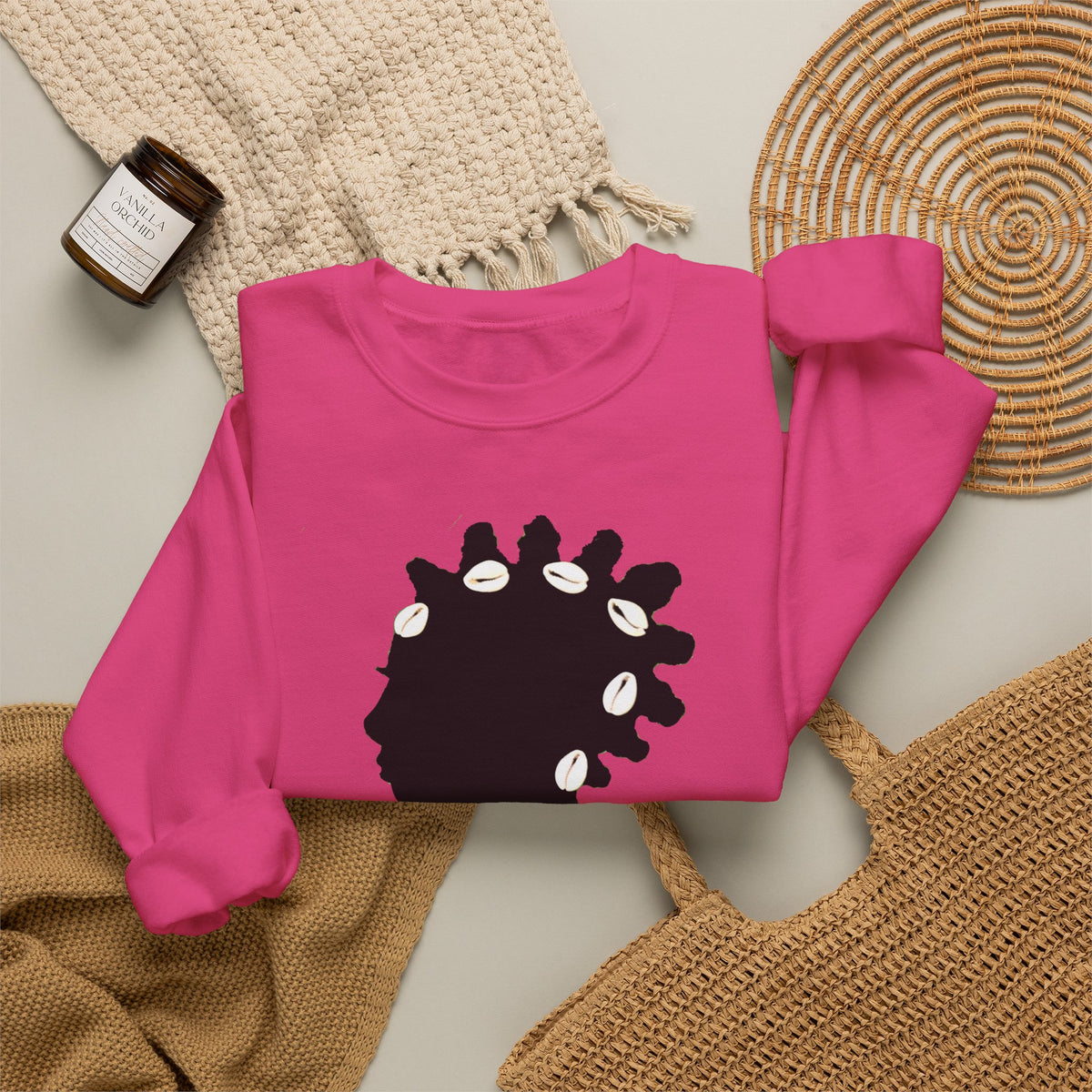 Bantu Knots Cowrie Shells Crewneck Sweatshirt