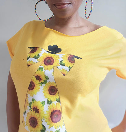 Sunflower Dress Scoop Neck T-Shirt
