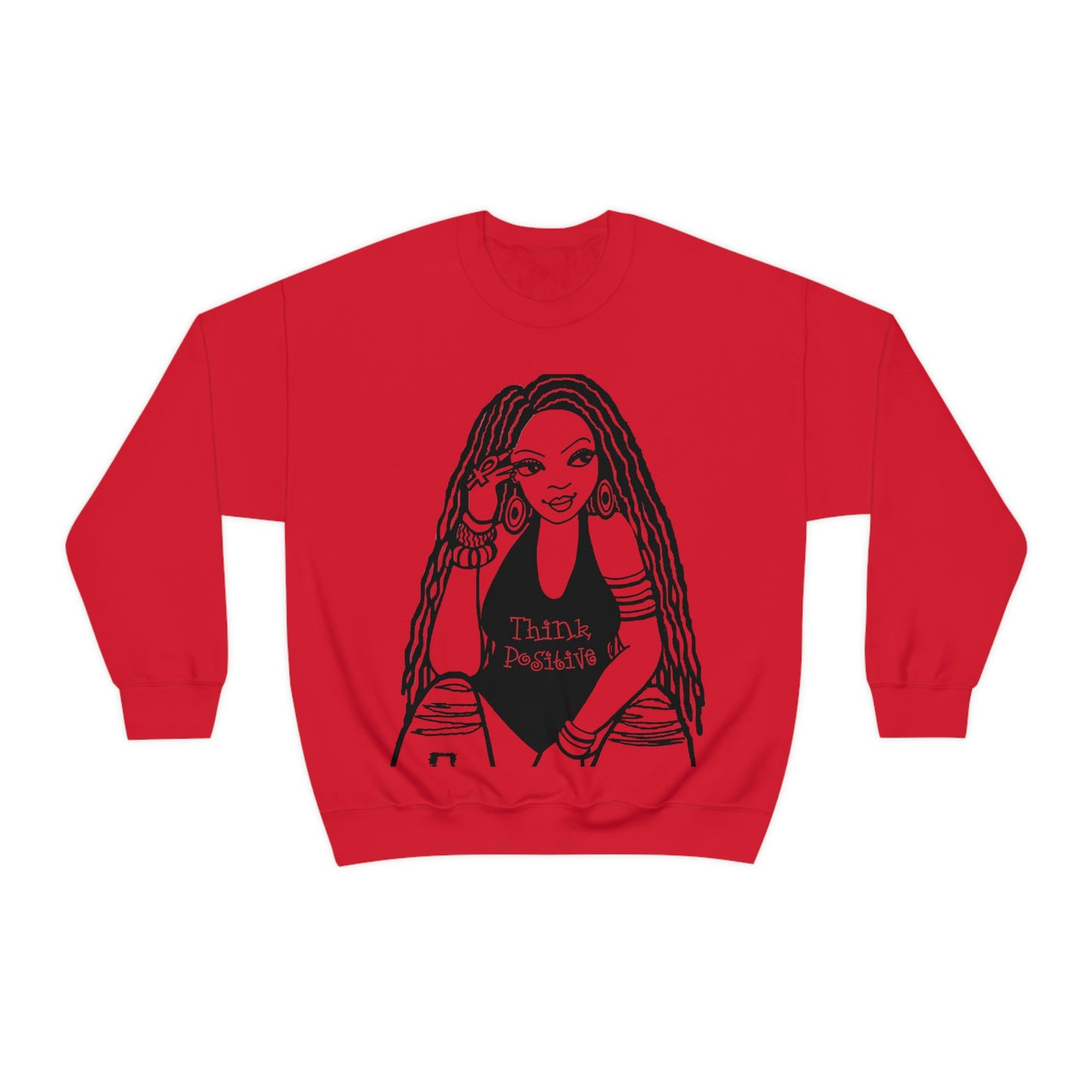 The Think Positive w/Locs Crewneck Sweatshirt - Yes Lioness Arts