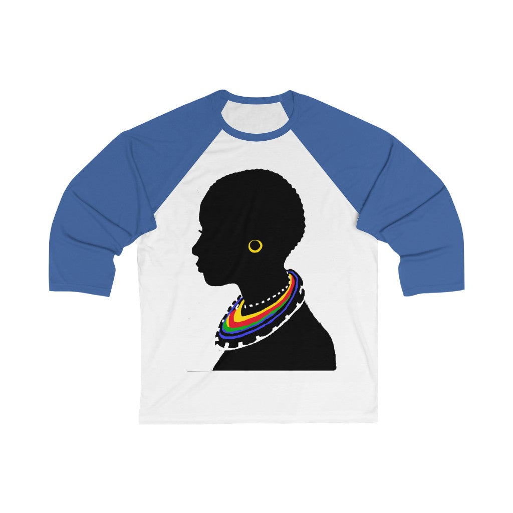 The Tribal Unisex 3/4 Sleeve Baseball Tee with True Royal Blue Sleeves - Yes Lioness Arts