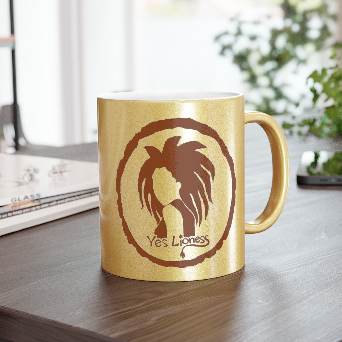 Yes Lioness Logo Metallic Mug (Gold) - Yes Lioness Arts