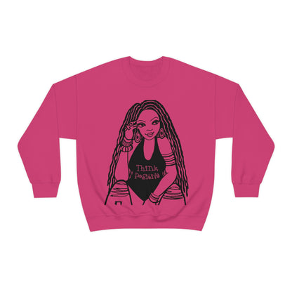 The Think Positive w/Locs Crewneck Sweatshirt - Yes Lioness Arts