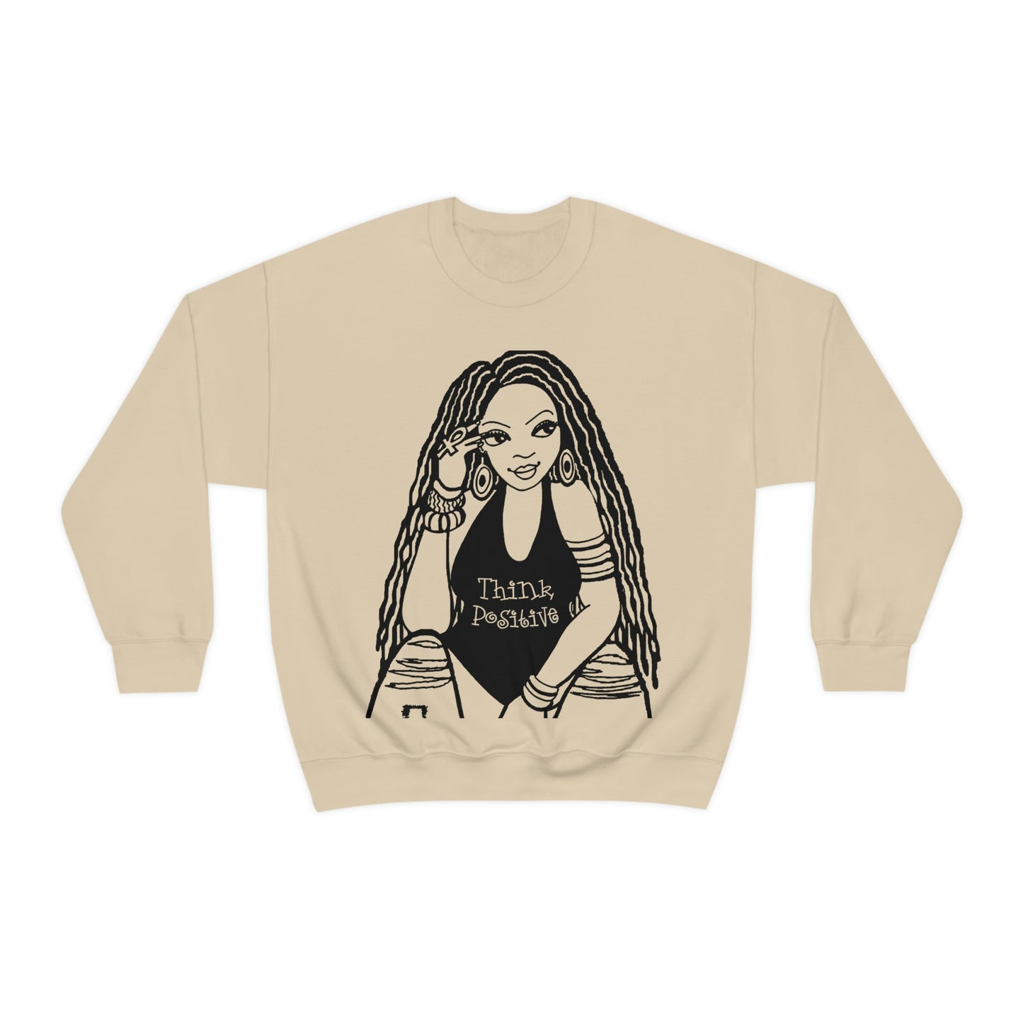 The Think Positive w/Locs Crewneck Sweatshirt - Yes Lioness Arts