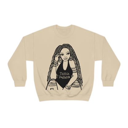 The Think Positive w/Locs Crewneck Sweatshirt - Yes Lioness Arts