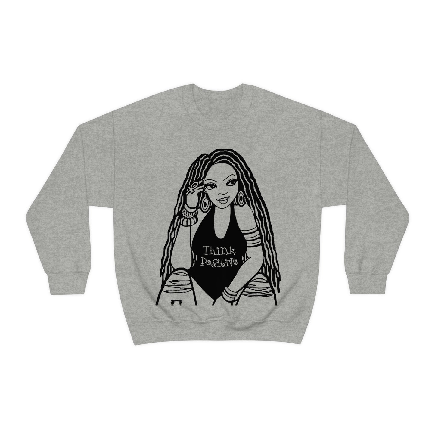 The Think Positive w/Locs Crewneck Sweatshirt - Yes Lioness Arts