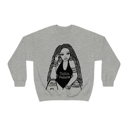 The Think Positive w/Locs Crewneck Sweatshirt - Yes Lioness Arts