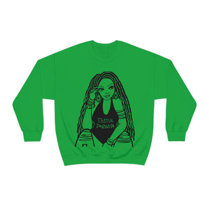 The Think Positive w/Locs Crewneck Sweatshirt - Yes Lioness Arts