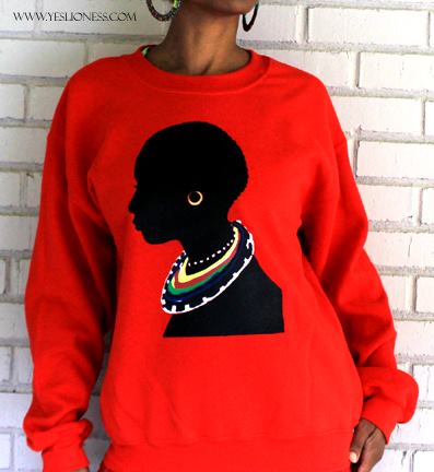 The "Tribal" Crew Neck Sweatshirt in Red - Yes Lioness Arts