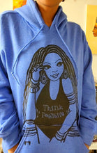 Load image into Gallery viewer, The &quot;Think Positive&quot; with Locs Hoodie in Heather Denim Blue