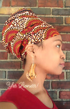 Load image into Gallery viewer, Ethiopian Empress Deep Red &amp; Gold Headwrap