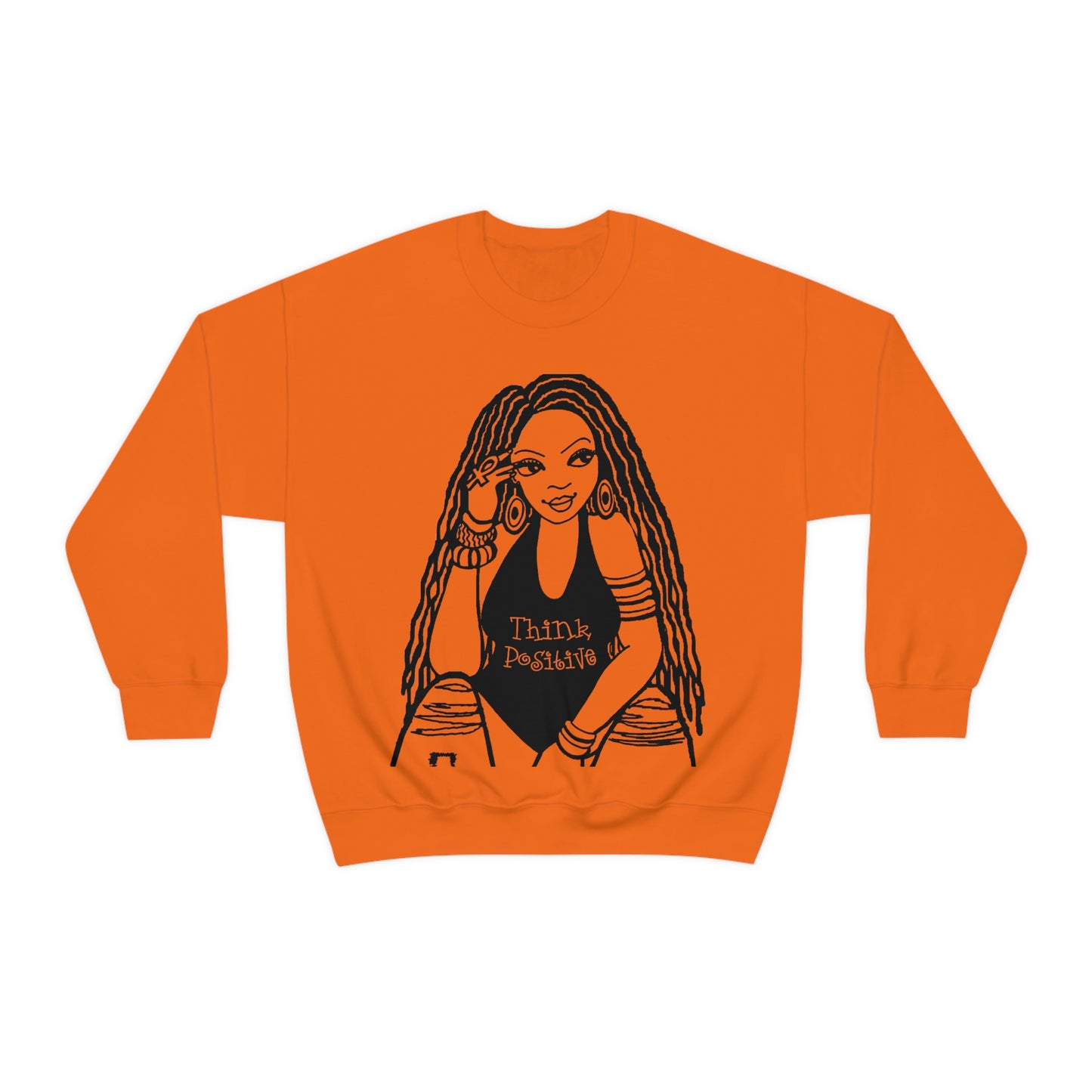 The Think Positive w/Locs Crewneck Sweatshirt - Yes Lioness Arts