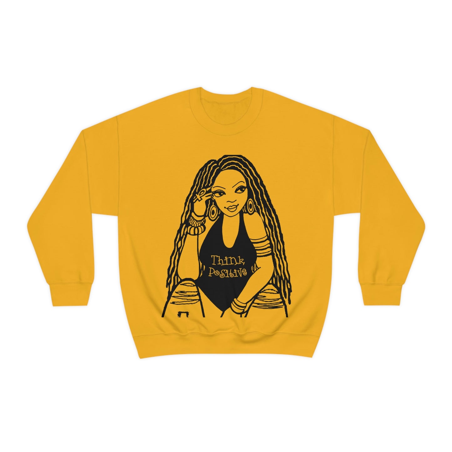 The Think Positive w/Locs Crewneck Sweatshirt - Yes Lioness Arts