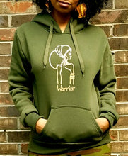 Load image into Gallery viewer, The Warrior Hoodie in Olive Green with khaki design