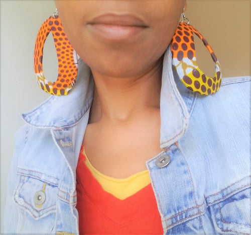 Ankara Yellow & Orange Print Earrings